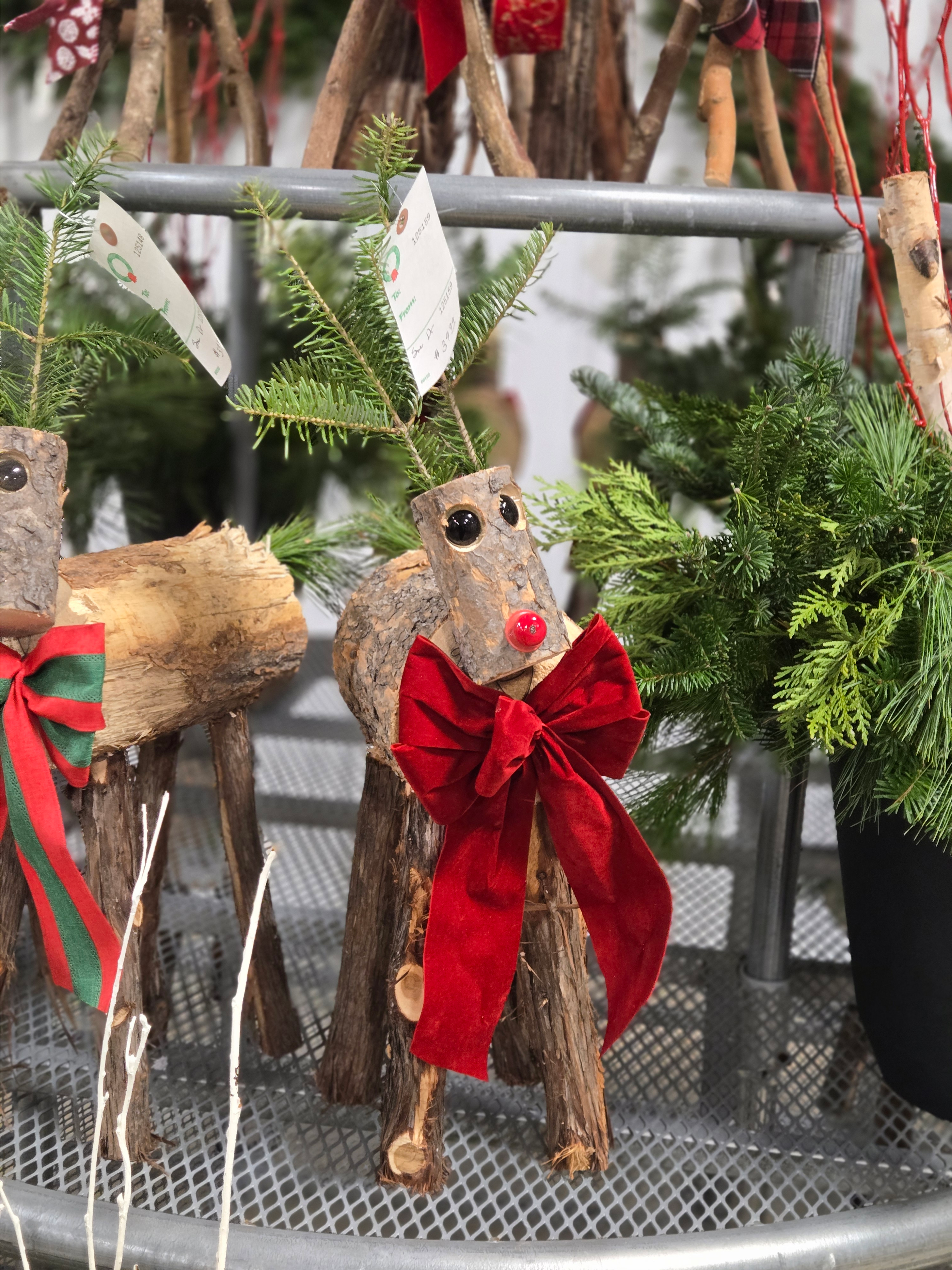 Handcrafted reindeer décor.